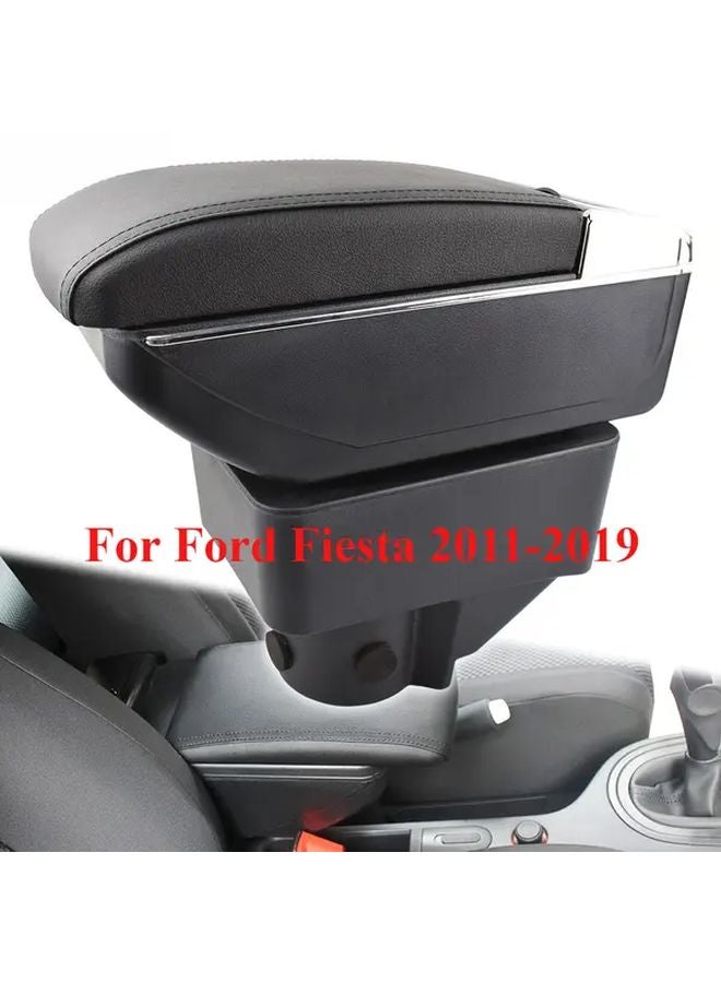 Black Line Armrest Storage Box for Ford Fiesta 2011 2019 Slide Forward Top Cover - Image 4